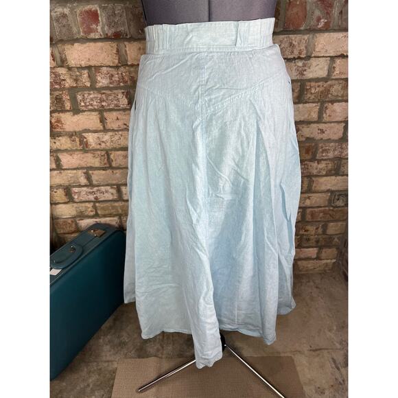 maxi skirt chambray denim light wash blue 1980s - Picture 6 of 9